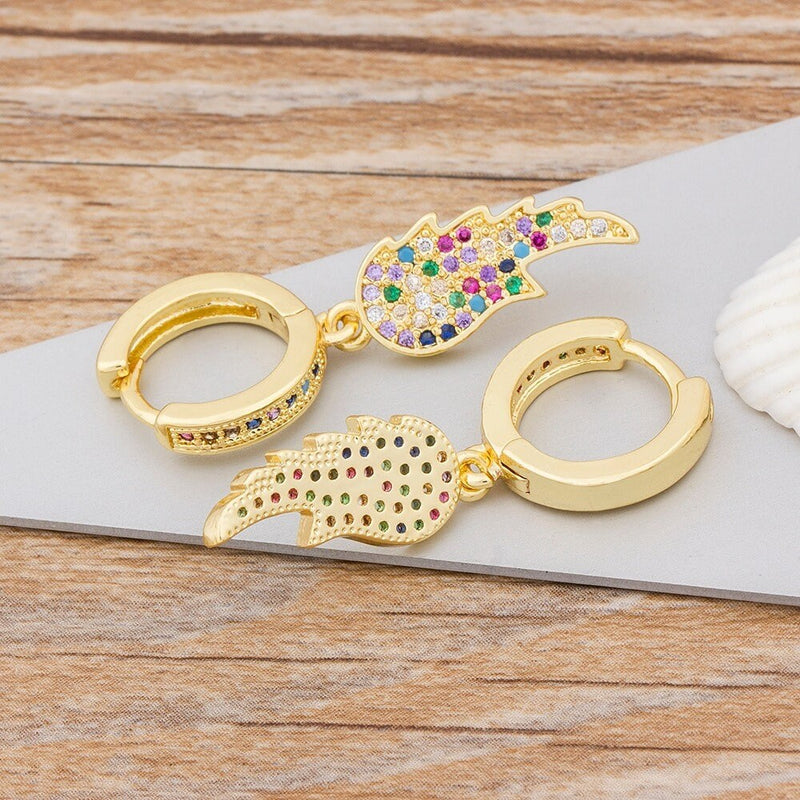 Feather Earring, Feather Earring Svg, Moon Feather Earring, Gold Plated Feather Earring, Feather Cartilage Earring, Half Feather Earring