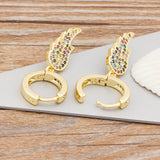 Feather Earring, Feather Earring Svg, Moon Feather Earring, Gold Plated Feather Earring, Feather Cartilage Earring, Half Feather Earring