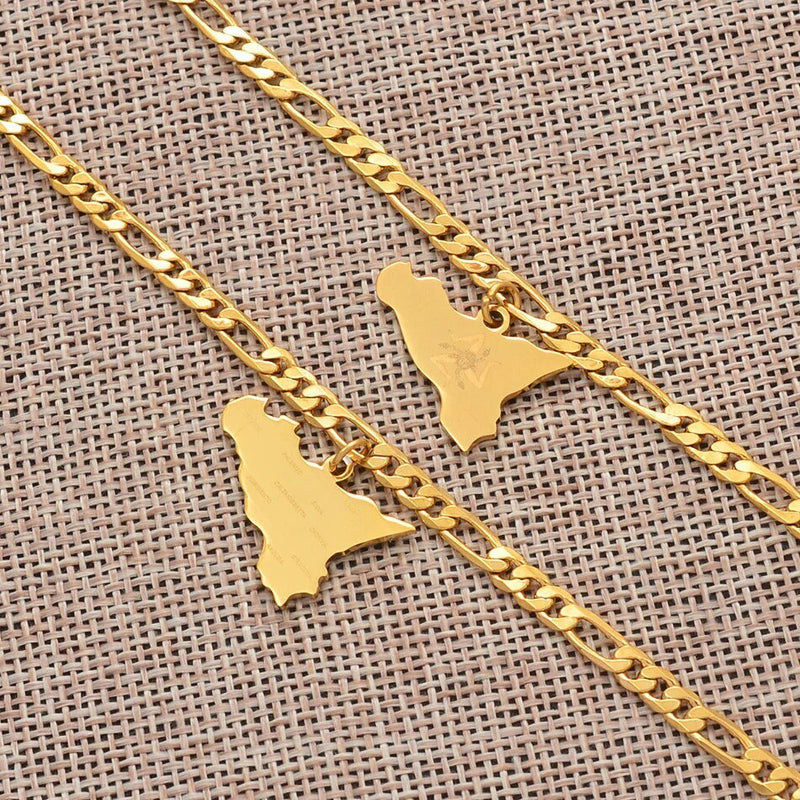 18K Gold Plated Sicily Ankle Bracelet, Sicily Anklet, Sicily Jewelry, Sicily Necklace, Sicily Earrings, Sicily Gift, Italy Sicily