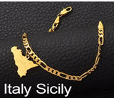 18K Gold Plated Sicily Ankle Bracelet, Sicily Anklet, Sicily Jewelry, Sicily Necklace, Sicily Earrings, Sicily Gift, Italy Sicily