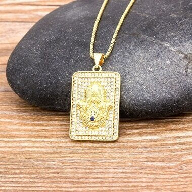 Hamsa Necklace, Hamsa Necklace Gold, Hamsa Evil Eye Necklace, Gold Plated Necklace Hamsa, Hamsa Hand Necklace, Small Hamsa Hand Of Fatima