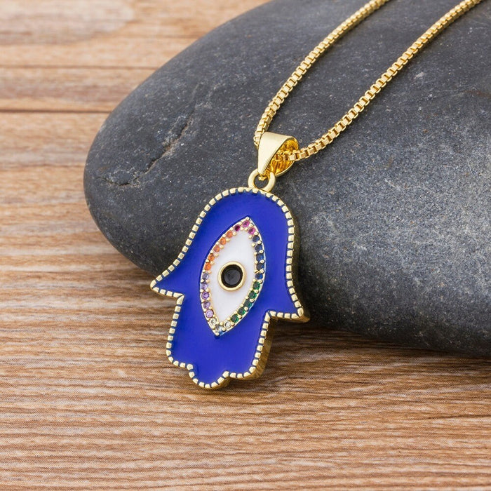 Hamsa Necklace, Hamsa Necklace Gold, Hamsa Evil Eye Necklace, Gold Plated Necklace Hamsa, Hamsa Hand Necklace, Small Hamsa Hand Of Fatima