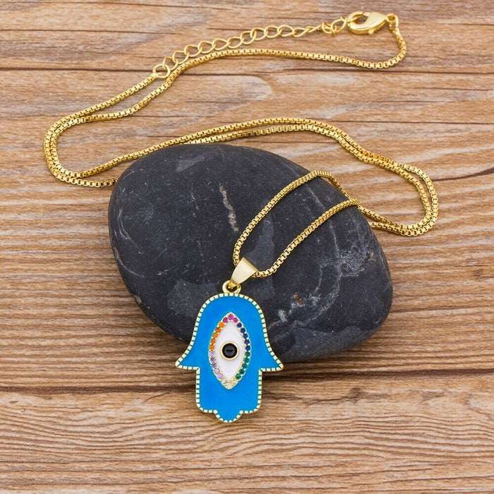 Hamsa Necklace, Hamsa Necklace Gold, Hamsa Evil Eye Necklace, Gold Plated Necklace Hamsa, Hamsa Hand Necklace, Small Hamsa Hand Of Fatima