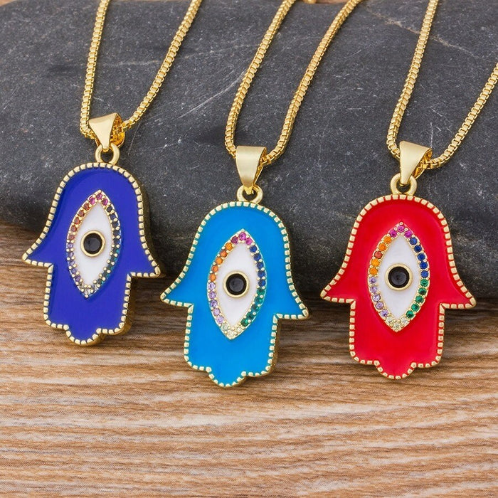 Hamsa Necklace, Hamsa Necklace Gold, Hamsa Evil Eye Necklace, Gold Plated Necklace Hamsa, Hamsa Hand Necklace, Small Hamsa Hand Of Fatima