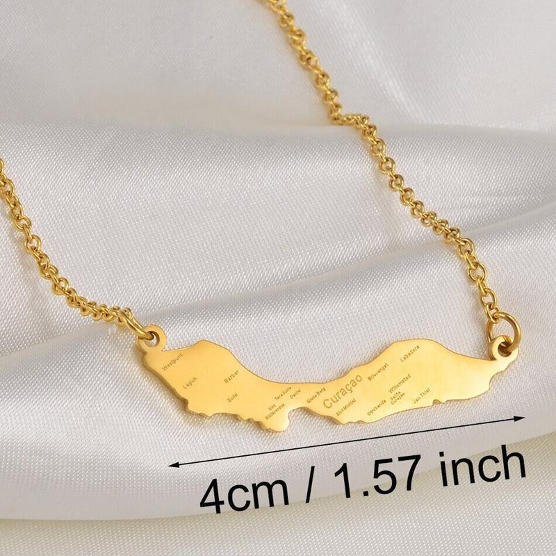 18K Gold Plated Curacao Necklace, Curacao Jewelry , Curacao Gift, Curacao Bracelet, Keychain, Curacao Earrings, Curacao Map, Curacao Flag