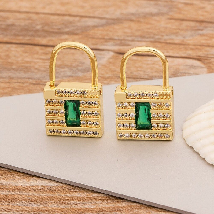 Padlock Earrings, Small Padlock Earrings, Initial Padlock Necklace, Green Padlock Earrings, Black Padlock Chain