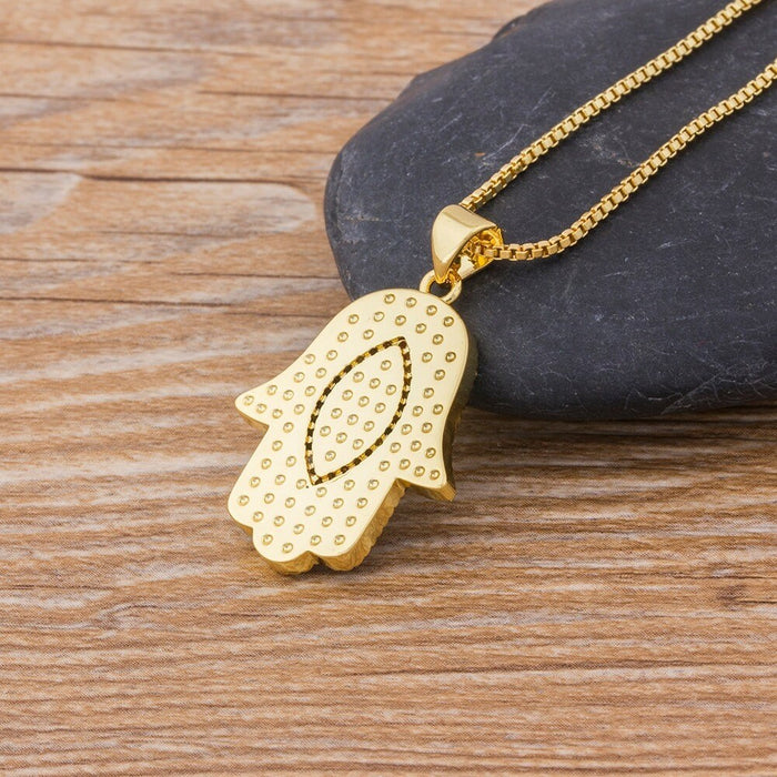 Hamsa Necklace, Hamsa Necklace Gold, Hamsa Evil Eye Necklace, Gold Plated Necklace Hamsa, Hamsa Hand Necklace, Small Hamsa Hand Of Fatima