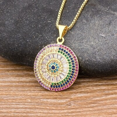 Evil Eye Pendant, Evil Eye Charms, Evil Eye Necklace Gold Plated, Evil Eye Choker, Dainty Evil Eye, Evil Eye Initial, Evil Eye Protection