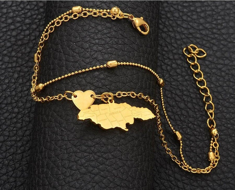 Jamaica 18K Gold Plated Anklets / Jamaica Jewelry / Jamaica Ankle Bracelets / Jamaica Gift