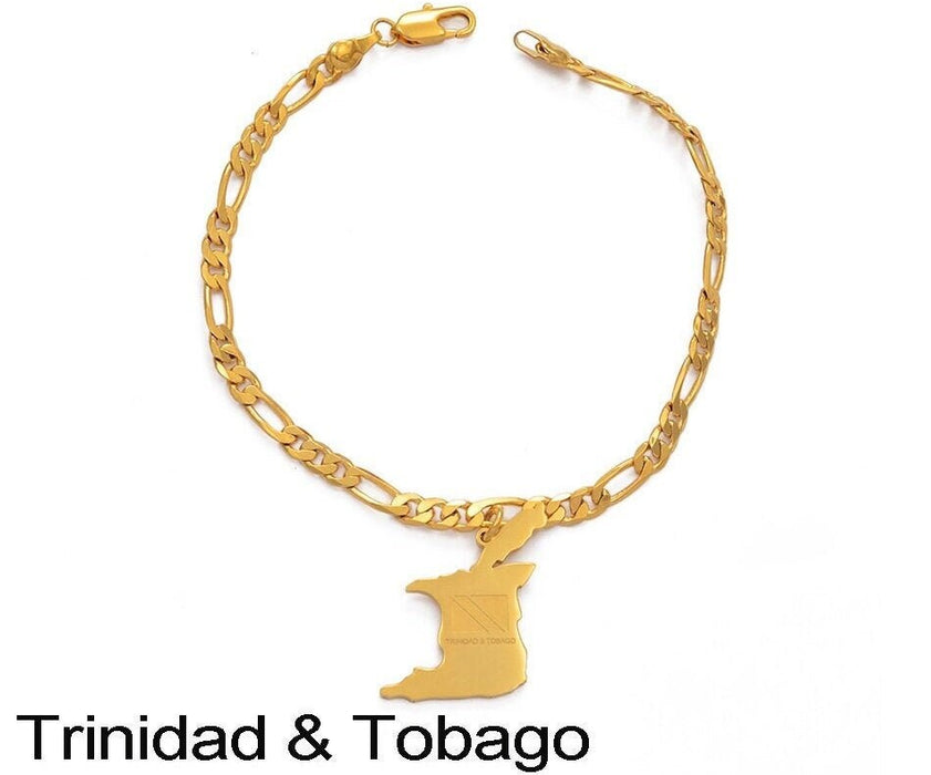 Trinidad and Tobago 18K Gold Plated Anklets / Trinidad and Tobago Jewelry / Trinidad and Tobago Ankle Bracelets / Trinidad and Tobago Gift