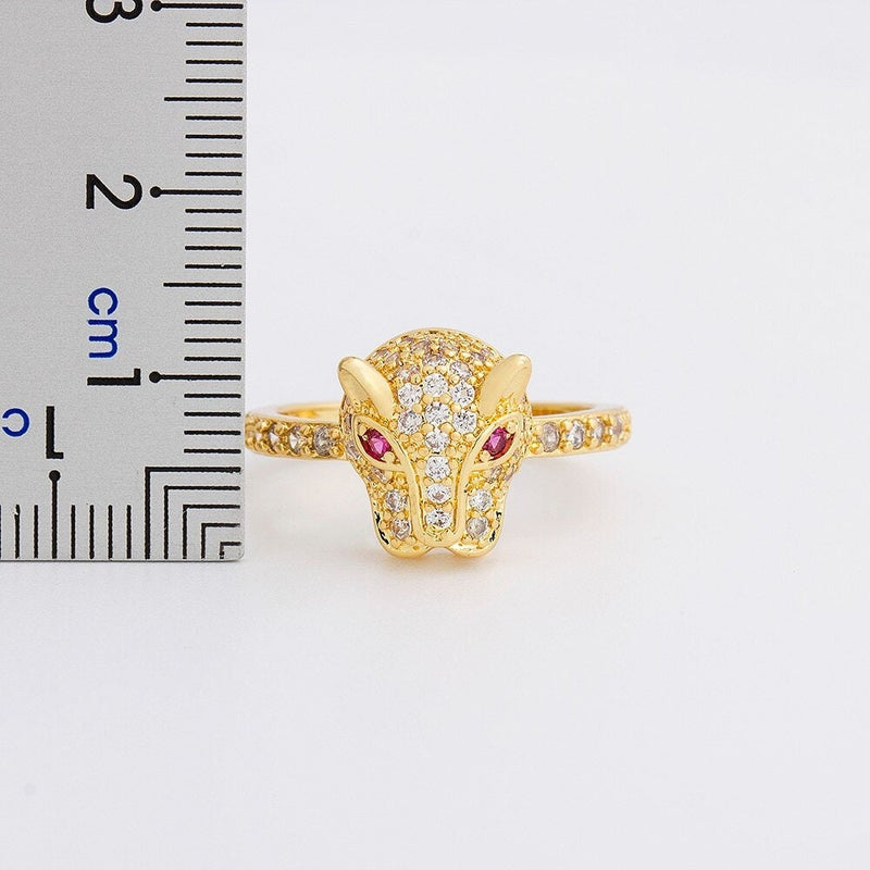 Leopard Head Ring, Dainty Leopard Head Ring, Leopard Head Ring Handmade, Small Adjustable Leopard Head Ring, Minimalist Leopard Head Ring