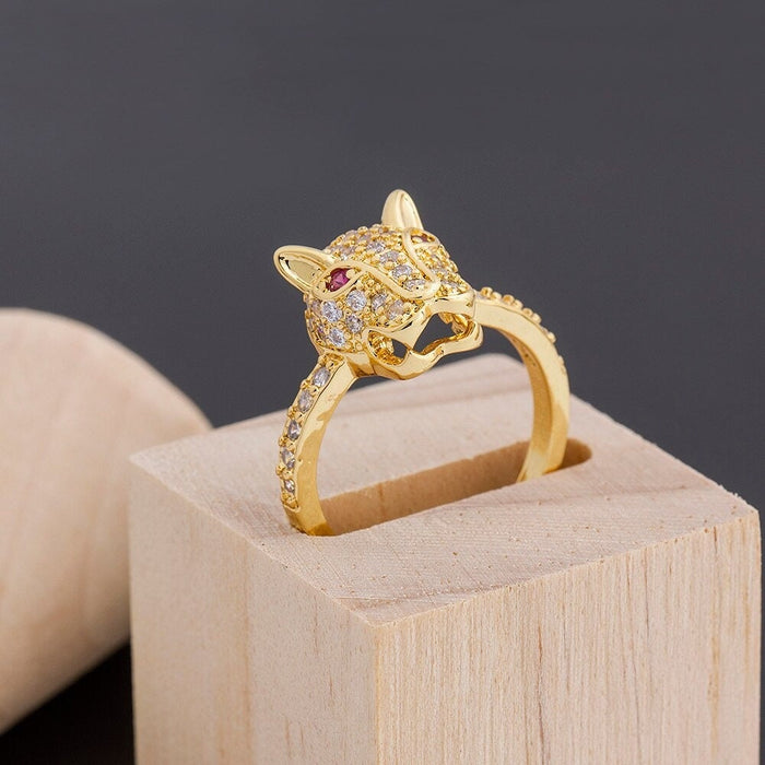 Leopard Head Ring, Dainty Leopard Head Ring, Leopard Head Ring Handmade, Small Adjustable Leopard Head Ring, Minimalist Leopard Head Ring