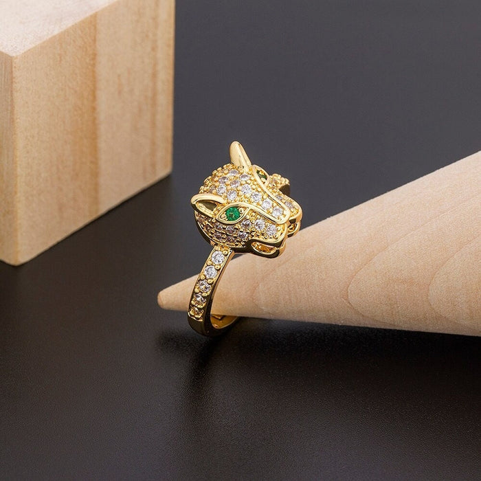 Leopard Head Ring, Dainty Leopard Head Ring, Leopard Head Ring Handmade, Small Adjustable Leopard Head Ring, Minimalist Leopard Head Ring