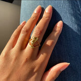 18K Gold Plated Egyptian Queen Nefertiti Adjustable Ring For Women - Egyptian Gold Ring - Charmed Jewelry Gift - Resizable Fits All Fingers