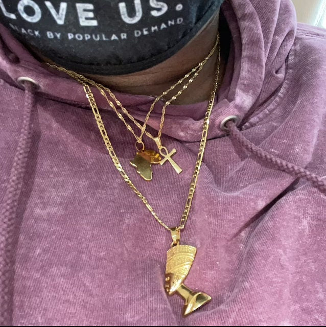 18K Gold Plated Egyptian Queen Nefertiti Necklace For Women - Nefertiti Pendant - Nefertiti Rings Earrings - Ankh Necklace - Africa Necklace