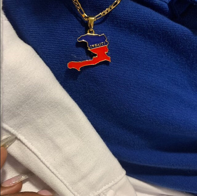 18K Gold Plated I Love Haiti Full Color Necklace - Haiti Necklace - Haiti Necklaces, Haiti Pendant - Haiti Jewelry - Haiti Charm