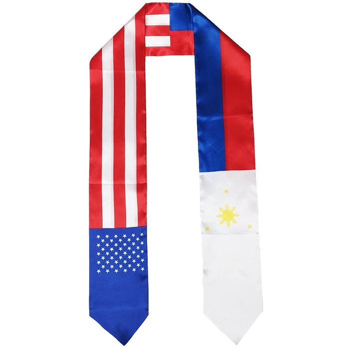 Filipino American Graduation Stole, Philippines America Graduation Stole, Filipino Graduation Sash, Philippines Flag Graduation Stole