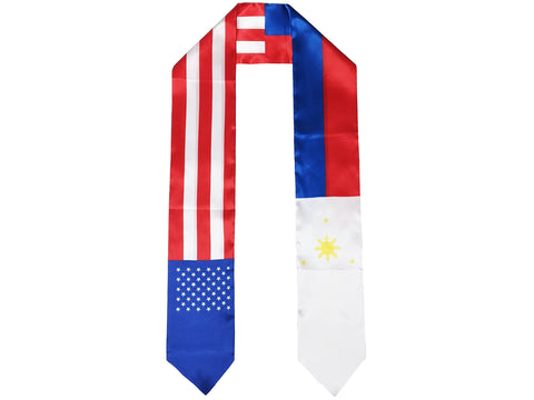 Filipino American Graduation Stole, Philippines America Graduation Stole, Filipino Graduation Sash, Philippines Flag Graduation Stole