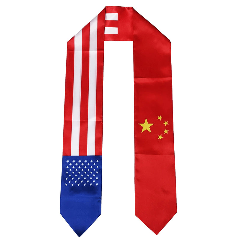Chinese American Graduation Stole, China America Graduation Stole, Graduation Sash, China Flag Graduation Stole, Chinese Flag