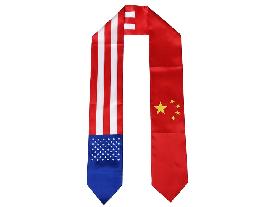 Chinese American Graduation Stole, China America Graduation Stole, Graduation Sash, China Flag Graduation Stole, Chinese Flag