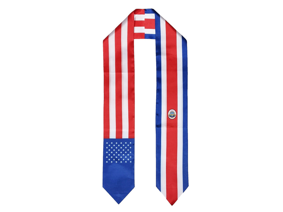 Costa Rican American Graduation Stole, Costa Rica America Graduation Sash, Costa Rican Flag Graduation Stole