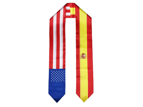 Spaniard American Graduation Stole, Spain America Graduation Sash, Spaniard Flag Graduation Stole