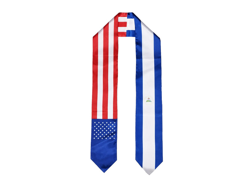 Nicaraguan American Graduation Stole, Nicaragua America Graduation Sash, Nicaraguan Flag Graduation Stole