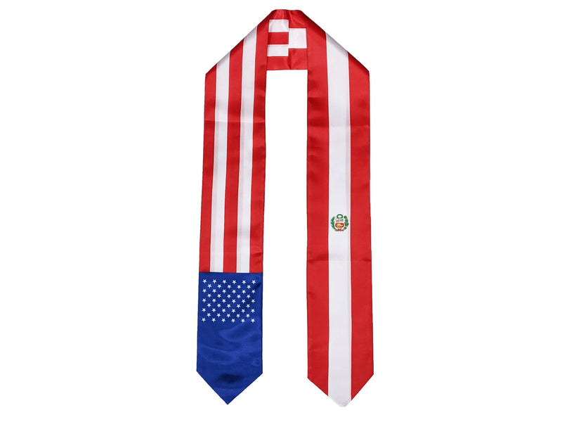 Peruvian American Graduation Stole, Peru America Graduation Sash, Peruvian Flag Graduation Stole