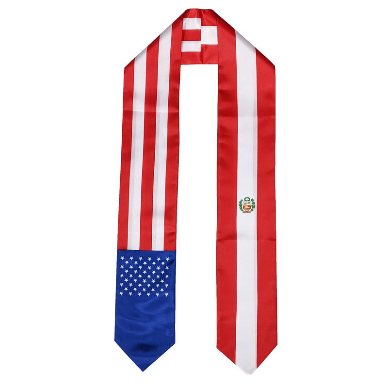 Peruvian American Graduation Stole, Peru America Graduation Sash, Peruvian Flag Graduation Stole