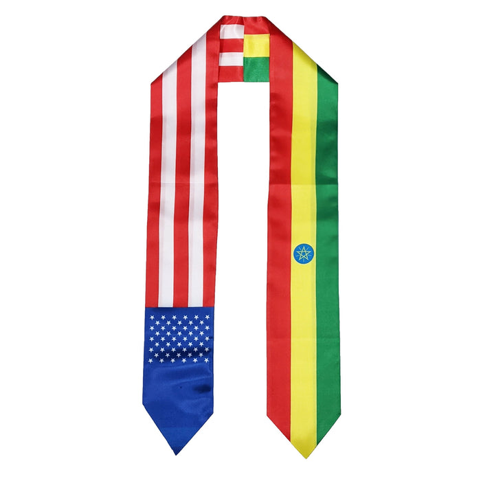 Ethiopian American Graduation Stole, Ethiopia America Graduation Sash, Ethiopian Flag Graduation Stole