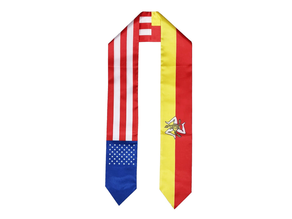 Sicilian American Graduation Stole, Sicily America Graduation Sash, Sicilian Flag Graduation Stole