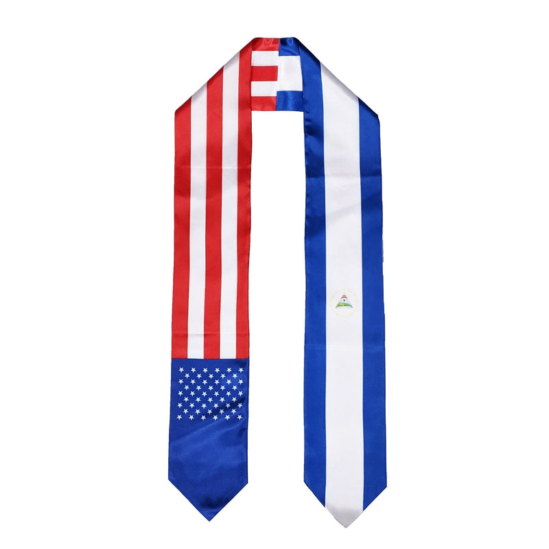 Nicaraguan American Graduation Stole, Nicaragua America Graduation Sash, Nicaraguan Flag Graduation Stole