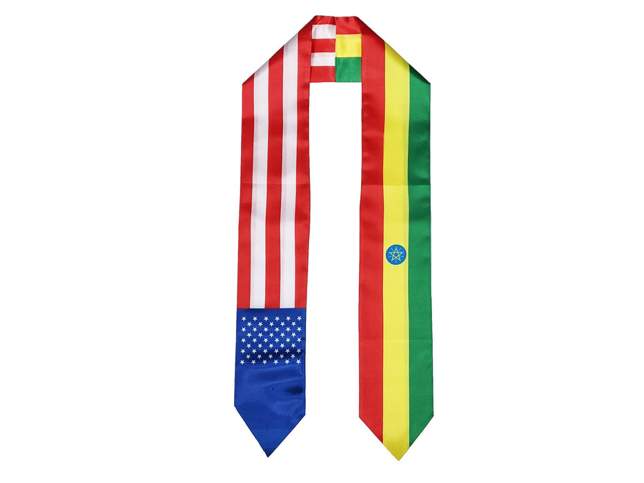 Ethiopian American Graduation Stole, Ethiopia America Graduation Sash, Ethiopian Flag Graduation Stole