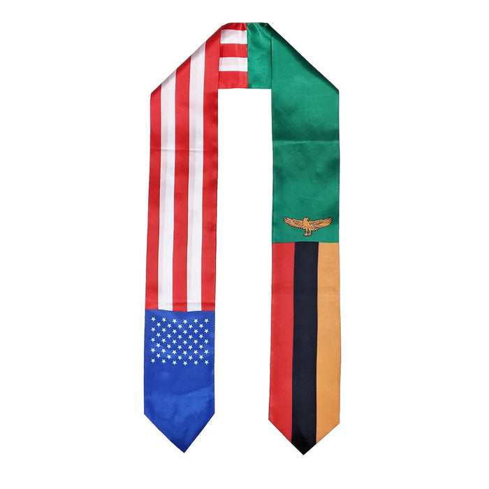 Zambian American Graduation Stole, Zambia America Graduation Sash, Zambian Flag Graduation Stole