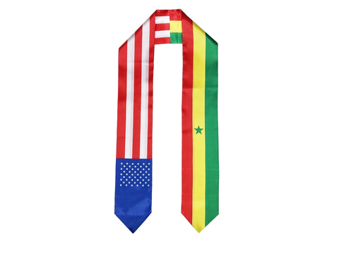Senegalese American Graduation Stole, Senegal America Graduation Sash, Senegalese Flag Graduation Stole