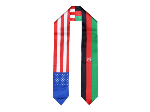 Afghan American Graduation Stole, Afghanistan America Graduation Sash, Afghan Flag Graduation Stole