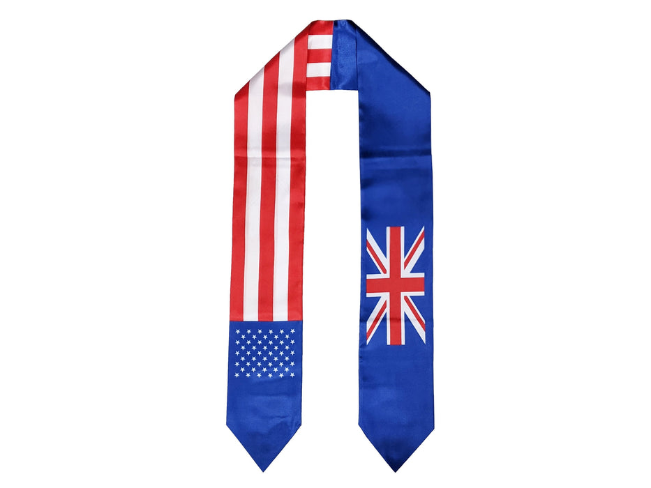 British American Graduation Stole, United Kingdom America Graduation Sash, Briton Flag Graduation Stole, U.K. American Graduation Stole