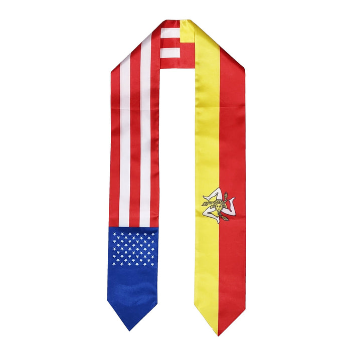 Sicilian American Graduation Stole, Sicily America Graduation Sash, Sicilian Flag Graduation Stole