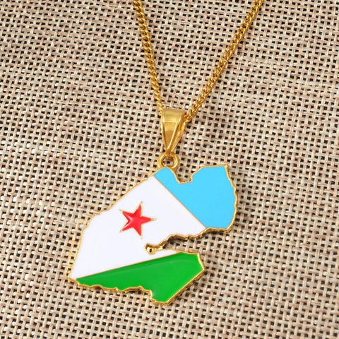 Djibouti 18K Gold Plated Necklace / Djibouti Jewelry / Djibouti Pendant / Djibouti Gift