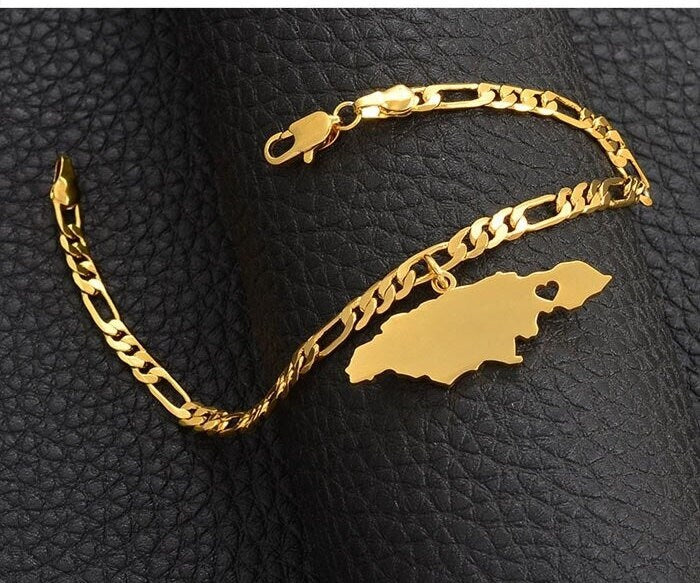 Jamaica 18K Gold Plated Anklets / Jamaica Jewelry / Jamaica Ankle Bracelets / Jamaica Gift