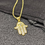 Minimalist Hamsa necklace, Hamsa necklace gold, Hamsa evil eye necklace, Gold Plated necklace Hamsa, Hamsa hand, Small Hamsa hand of Fatima