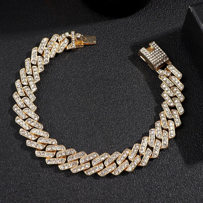 Cuban Anklet, 12mm Link Anklet, Iced Out Anklet, Gold Color Anklet, Men Anklet, Women Anklet, Gift For Girlfriend, Anklet Gift, Hip Hop