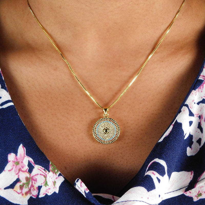 Evil eye pendant, Evil eye charms, Evil eye necklace gold plated, Evil eye choker, Dainty evil eye, Evil eye initial, Evil eye protection