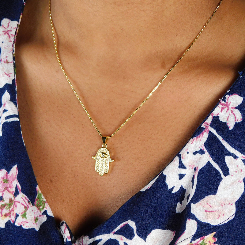 Minimalist Hamsa Necklace, Hamsa Necklace Gold, Hamsa Evil Eye Necklace, Gold Plated Necklace Hamsa, Hamsa Hand, Small Hamsa Hand Of Fatima