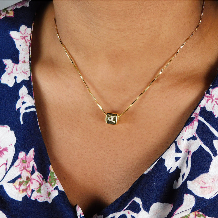 Initial Gold Plated Necklace, Square Initial Necklace, Cursive Initial Necklace, Little Girl Necklace With Initial, Initial Necklace For Her