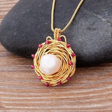 Bird Nest Necklace, Bird's Nest, Bird Necklace, Bird Necklace Gold Color, Tiny Bird Necklace, Egg Necklace