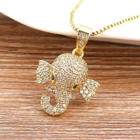 Elephant Necklace, Gold Plated Elephant Minimalist Necklace, Blue Elephant Necklace, Elephant Gifts, Jewelry, Mothers Day Elephant Necklace
