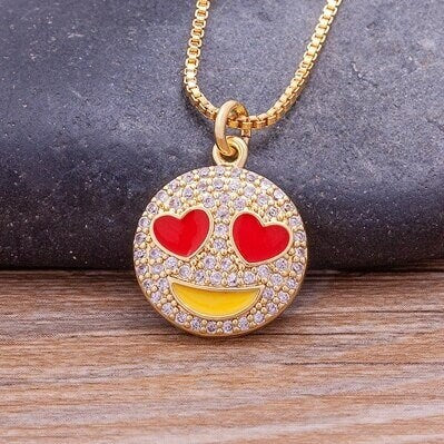 Smiley Face Necklace, Smiley Necklace, Gold Color Smiley Necklace, Dainty Smiley Face, Smiley Face Tiny, Pearl Necklace, Trouble Smiley