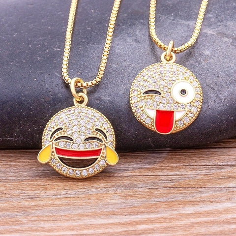 Smiley Face Necklace, Smiley Necklace, Gold Color Smiley Necklace, Dainty Smiley Face, Smiley Face Tiny, Pearl Necklace, Trouble Smiley