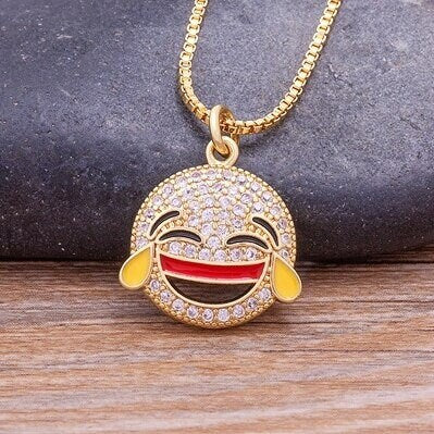 Smiley Face Necklace, Smiley Necklace, Gold Color Smiley Necklace, Dainty Smiley Face, Smiley Face Tiny, Pearl Necklace, Trouble Smiley